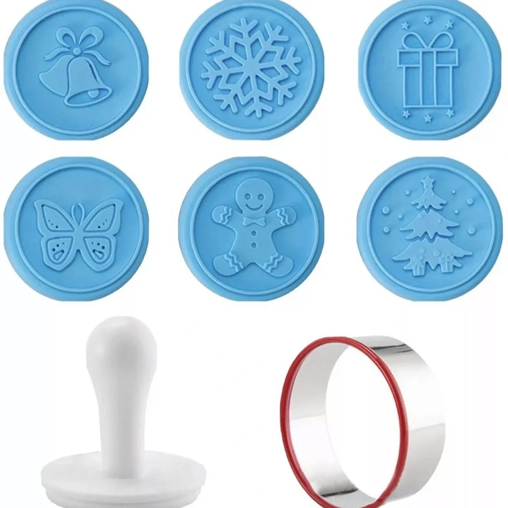 Cute Silicone Christmas Cookie 6 Stamps Set (Blue) Premium Cookies